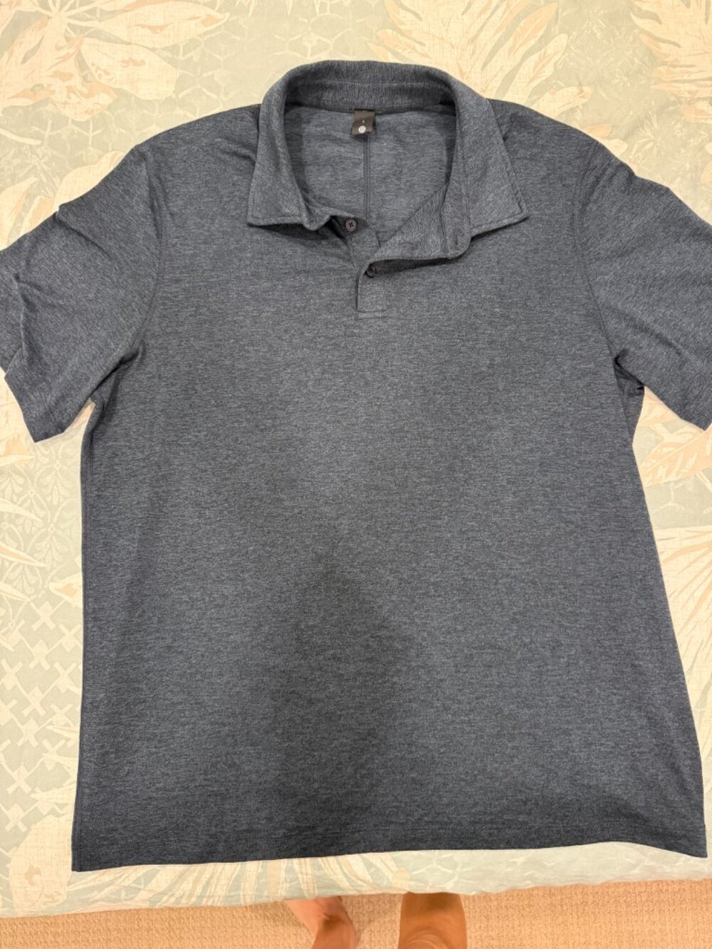 Navy heather Lululemon Polo Shirt Mens‎ Short Sleeve Golf Top SZ L